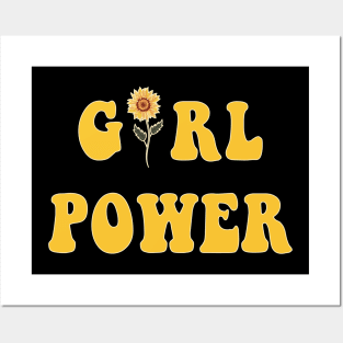 Girl Power - Groovy text with Sunflower Posters and Art